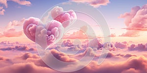 Cloud heart figure shape form in pastel soft blue and pink color tone