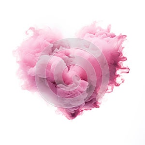 Cloud heart figure shape form in pastel soft pink color isolated on white background