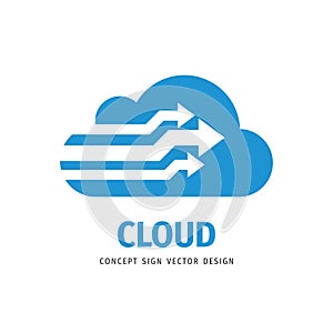Cloud hosting icon design. Computing technology sign. Server network connection symbol. Arrow signs. Big data information. Vector