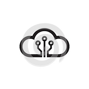 Cloud hosting icon design. Computing technology sign. Server network connection symbol. Vector illustration.