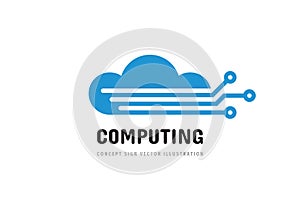 Cloud hosting icon design. Computing technology sign. Server network connection symbol. Vector illustration