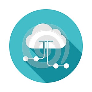 cloud hosting icon in Flat long shadow style