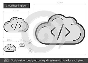Cloud hosting line icon.