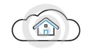 Cloud House Outline: Conceptual Smart Home Tech, vector design Generative AI