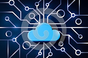 Cloud icon on abstract background mainboard  illustration
