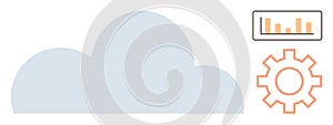 Cloud with Gear and Bar Chart Representing Data Analytics and Cloud Processing Solutions