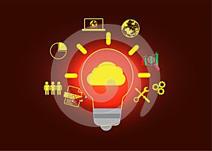 cloud icon concept of big data access, global network connection, data search, use of computing resources to make transactions