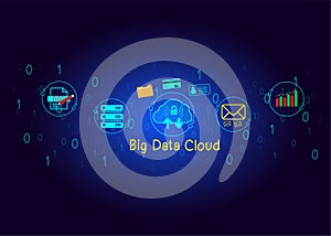 cloud icon concept of big data access, global network connection, data search, use of computing resources to make transactions