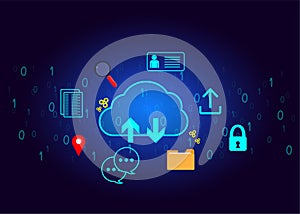 cloud icon concept of big data access, global network connection, data search, use of computing resources to make transactions