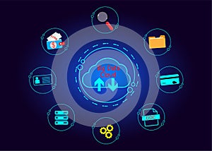 cloud icon concept of big data access, global network connection, data search, use of computing resources to make transactions