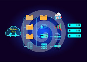 cloud icon concept of big data access, global network connection, data search, use of computing resources to make transactions