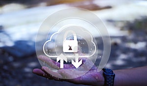 cloud icon concept of big data access, global network connection, data search, use of computing resources to make transactions