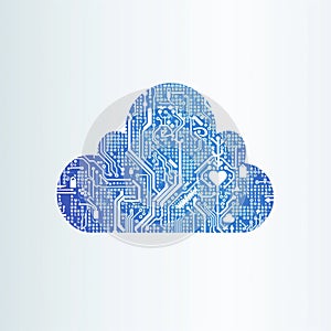 Cloud icon with data symbols. Modern data storage solution.