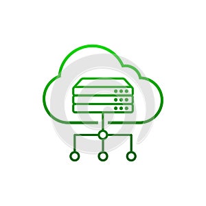 Cloud icon design. Hosting concept. Geen gradient. Vector.