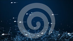 Cloud icon in digital cyberspace, Technology network connections concept