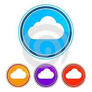 Cloud icon flat design round buttons set illustration design