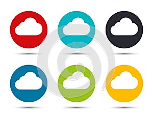 Cloud icon flat round button set illustration design