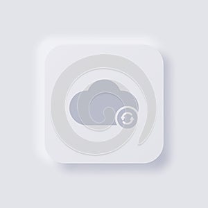 Cloud icon with Rotation arrow, White Neumorphism soft UI Design for Web design.
