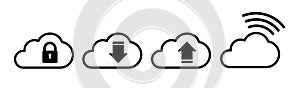 Cloud icon set in black in flat style
