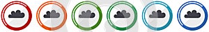Cloud icon set, flat design vector illustration in 6 colors options for webdesign and mobile applications photo