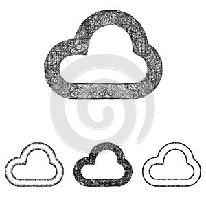 Cloud icon set - sketch line art