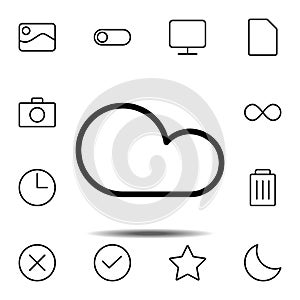 cloud icon. Simple thin line, outline vector element of minimalistic, web icons set for UI and UX, website or mobile application