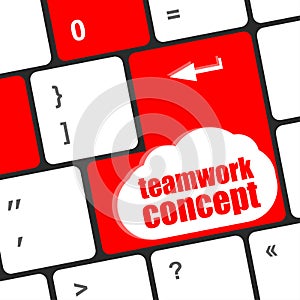 Cloud icon with teamwork concept word on computer keyboard key