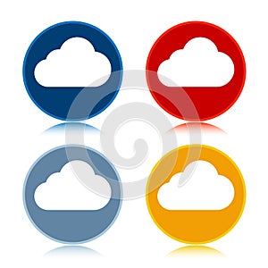 Cloud icon trendy flat round buttons set illustration design