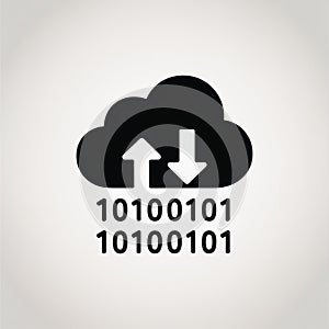 Cloud computing data transfer binary code icon