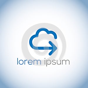 Cloud icon vector logo in the form of an arrow