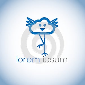 Cloud icon vector logo in the form of a bird