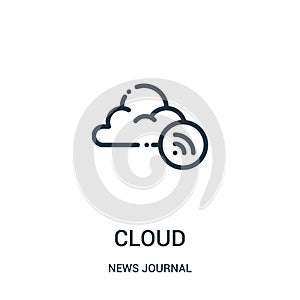 cloud icon vector from news journal collection. Thin line cloud outline icon vector illustration. Linear symbol for use on web and