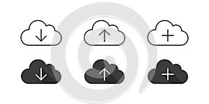 Cloud icons. Cloud computing. Devices connected to the cloud. Vector illustration