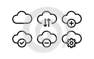 Cloud icons set. Functional icons for interfaces. Vector scalable graphics
