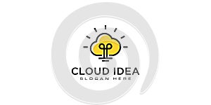 Cloud idea bulb logo vector design