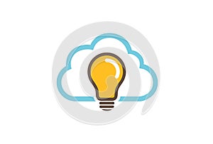 Cloud Idea Lamp Logo Design
