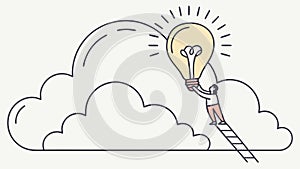 Cloud Idea Lightbulb, Creative Inspiration Symbol, vector design Generative AI