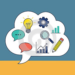 Cloud of Ideas - Brainstorming and Creative Thinking Concept