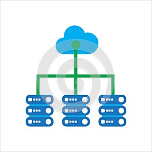 Cloud illustration. cloud with data server. Concept of cloud computing. vector icon