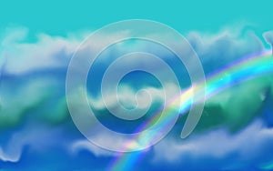 Cloud image With seven color of rainbow .