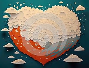 A cloud of impassioned love raining down from the heavens above. Art concept. AI generation