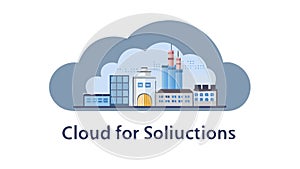 Cloud for industry solutions: Smart manufacturing and production, vector design Generative AI