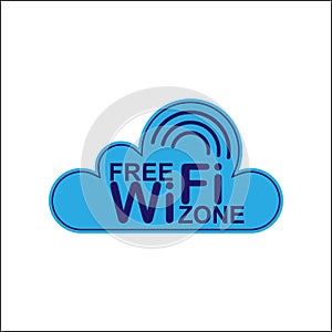 Cloud. Information icon. Area free access to a WiFi network