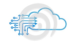 Cloud with Integrated Circuitry Lines, AI and Computing, vector design Generative AI