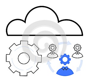 Cloud Integration and Workflow with Gear and Team Collaboration Concept