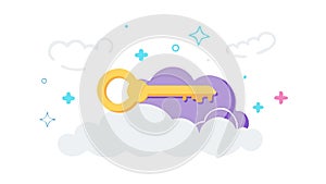 Cloud Key, Unlocking Digital Potential, vector design Generative AI
