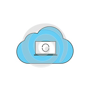 Cloud and laptop sync colored icon vector design
