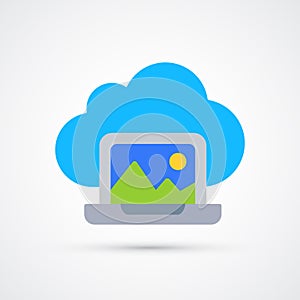 Cloud laptop trendy symbol. Vector trendy colored illustration