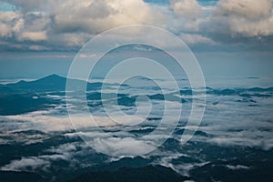 Cloud layers above mountain range