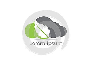 Cloud leaf vector logo design. Green business cloud icon, fresh leaf illustration.